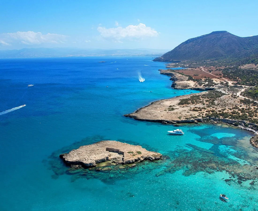 Turquoise Mediterranean coastal aerial